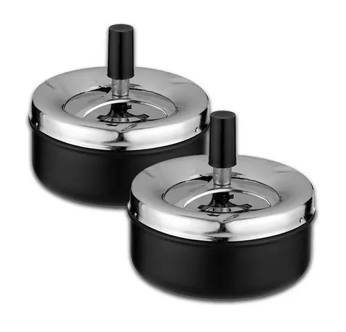 Coumo Aschenbecher 2x Drehaschenbecher Set mit Deckel, Metall, für draussen