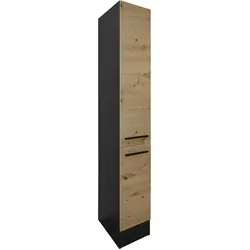 Mid.you Apothekerschrank in Anthrazit und Eiche Artisan - Einbauküchen-Komponenten, elegantes Design mit höhenverstellbaren Einlegeböden und praktischem Auszug mit 2 Körben für optimalen Stauraum.