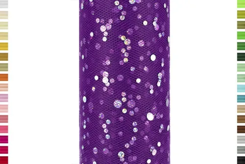 Creativery Stoff, Tüll 15cm mit Glitzer Punkten, 9 Meter