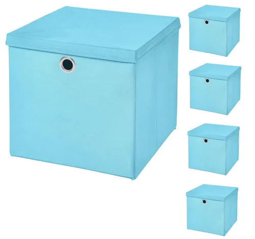 StickandShine Faltbox 5 Stück Faltboxen 28 x 28 x 28 cm faltbar mit Deckel Aufbewahrungsbox