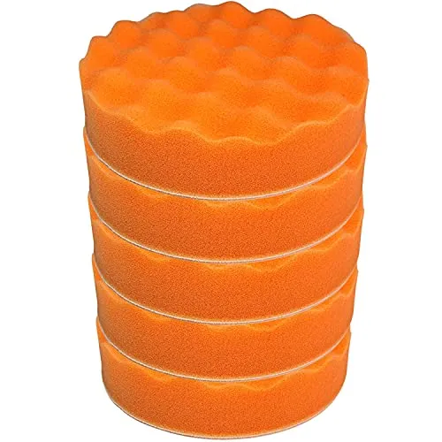 Craft-Equip Basic 5er Pack 180mm Polierschwamm orange gewaffelt Auto Polierpad