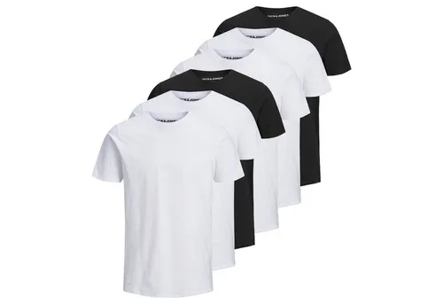 Jack & Jones Herren T-Shirt 6er Pack Baumwolle Schwarz/Weiß XL - Hochwertiges 6er Pack Herren T-Shirts aus 100% Baumwolle. Ideal für den Alltag, bequem sitzend und pflegeleicht. Perfekt für lässige Styles.