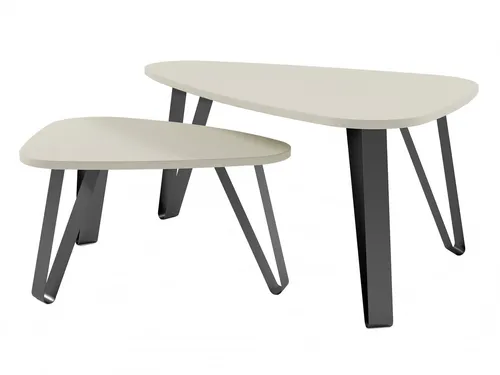 Beautysofa Couchtisch OVIO – Modernes 2-teiliges Set mit dreieckigen Tischplatten