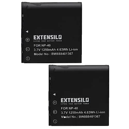 EXTENSILO 2X Akku Ersatz für Digilife CNP-40 für Kamera (1250 mAh, 3,7 V, Li-Ion)