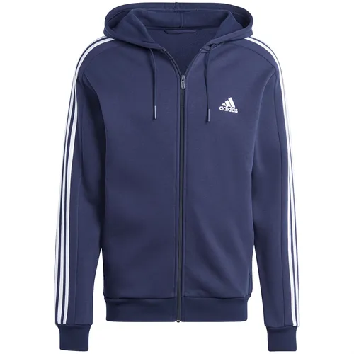 Sweatshirt Herren, adidas Essentials Fleece 3-Stripes FZ Hoodie, Dunkelblau