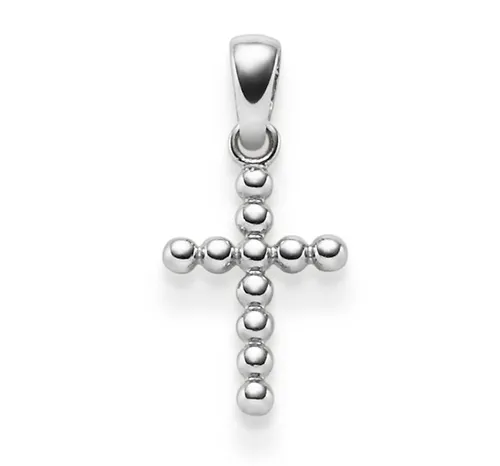 Anhänger Kreuz Kreuzchen aus Kügelchen 19,5x9,5mm 585 Gold Weißgold schlicht