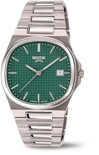 Boccia Herrenuhr Titan Grün 3657-03 - Elegante Armbanduhr aus Titan mit grünem Ziffernblatt, leicht und hypoallergen – perfekt für stilbewusste Herren.