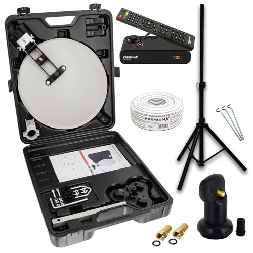 Produktbild PremiumX Camping SAT Anlage mit Receiver und Stativ