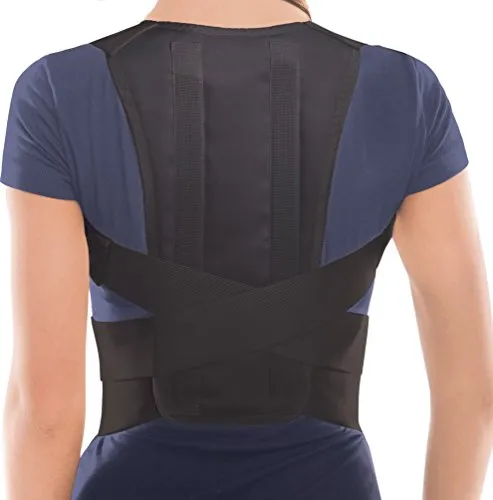 TOROS-GROUP Geradehalter zur Haltungskorrektur/Rückenstützgürtel/Schultergurt/Rückenstütze/Gerader Rücken/Rückenbandage für perfekte Haltung Medium Schwarz 80-90 cm