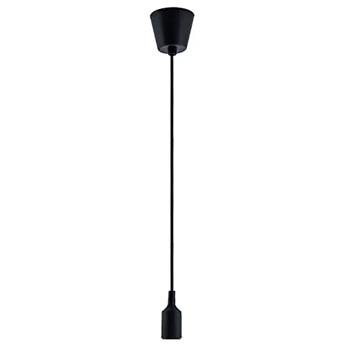 Paco Home Lampenaufhängung Pendelleuchte Schwarz E27 Schnurpendel Mit Silikon Ãœberzogen 1,5m Textilkabel Kürzbar, Leuchtmittel: ohne Leuchtmittel, Farbe: Schwarz