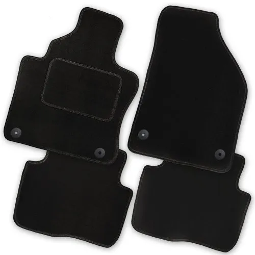 Bär-AfC Auto Fußmatten Royal passend für Seat Leon 5F + Cupra 2012-2020, Autoteppiche Velours Schwarz, Rand Kettelung Schwarz, Textiler Trittschutz, Set 4-teilig, SE08492n