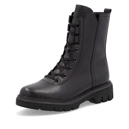 Remonte D1W76 Damen Schnürboots schwarz 37 EU - Wanderschuhe, knöchelhoch mit wärmendem Schurwoll-Innenmaterial und gepolsterter Innensohle für maximalen Komfort bei jedem Schritt.