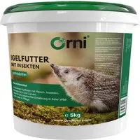 Orni Igelfutter mit Insekten ohne Getreide | 5kg | Alleinfutter für Igel - Artgerechtes Igelfutter, getreidefrei und optimal für Igel entwickelt. Enthält 75 % hochwertige Fleischkroketten und eine nahrhafte Mischung aus Insekten. Praktisches Trockenfutter für eine ausgewogene Ernährung.