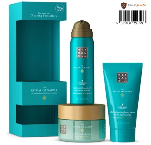 Rituals Pflege-Geschenkbox von Ritual of Karma 3-tlg Probeset, Duschgel, Creme und Scrub