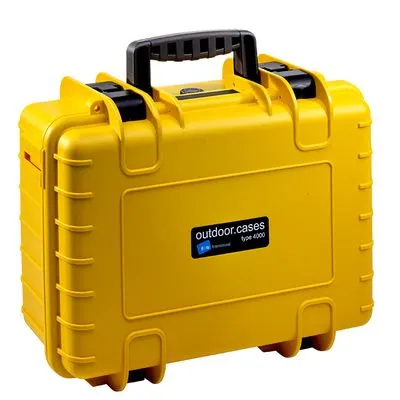 B&W Outdoor Koffer Type 4000 gelb - Robuster Kamerakoffer mit Facheinteilung, ideal für den sicheren Transport Ihrer Ausrüstung, perfekt für Outdoor-Abenteuer.