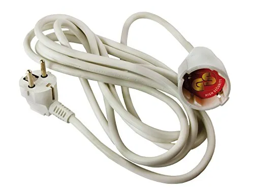 Arcas 93700005 - Verlängerungskabel mit Kinderschutz, Kabellänge ca. 5 m, in weiß, Anschlussleistung 3500 Watt, Spannung 230 Volt, für Haushaltsgeräte und elektronische Geräte im Innenbereich