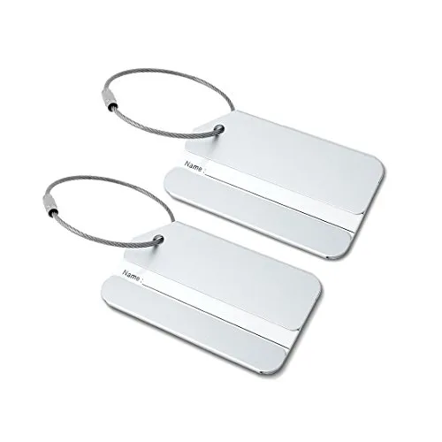 sourcing map 2Stk Reisegepäck Pepäckanhänger Koffer Name und Adresse ID Etiketten Silber Ton