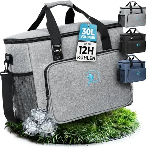 Obics Kühltasche Groß faltbar 30l - Isolierte Thermotasche für Auto und Strand - Große 30l Kühltasche aus hochwertigem, wasserabweisendem Material. Ideal für Picknick, Grillen und Urlaub. Faltbar mit abnehmbarem Schulterträger für einfachen Transport.