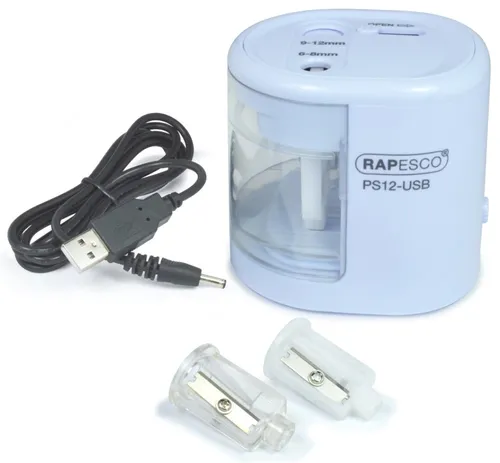 RAPESCO Elektrischer Doppel-Spitzer PS12-USB, hellblau