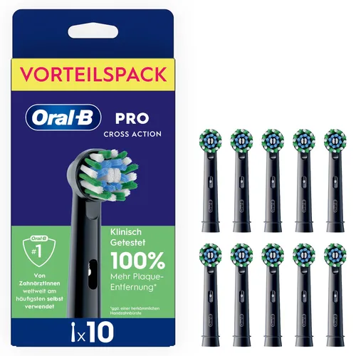Oral-B Pro CrossAction Schwarz 10er Aufsteckbürsten - 10er Pack Oral-B Pro CrossAction Aufsteckbürsten für elektrische Zahnbürsten, mit X-förmigen Borsten für eine gründliche Reinigung. Ideal für die tägliche Zahnpflege.