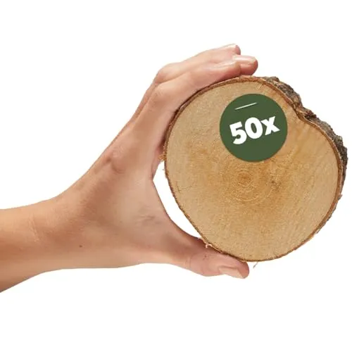 Kleine Holzscheiben 8 cm zum Holz-Deko Basteln - 50 Stk. runde EU Birkenholz Baumscheiben