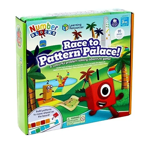 Learning Resources Numberblocks Brettspiel „Wettlauf zum Musterpalast“, Numberblocks-Geschenke, Mathespiele für Kinder ab 3 Jahren, Zählen Lernen, Farben Lernen, 91-teilig
