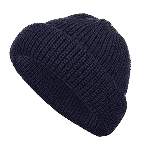 modAS Schippermütze Mütze Wollmütze Strickmütze - Wolle Wintermütze aus 100% Schurwolle in Marine
