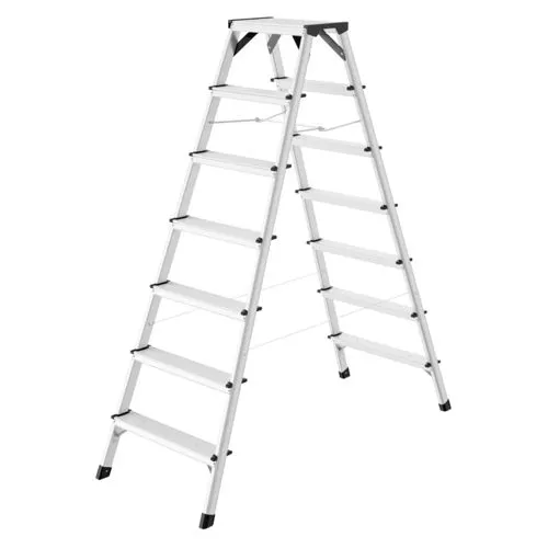 Hailo Stehleiter StandardLine D60 - Aluminium 2 x 7 Stufen - Leiter für bis zu 150 kg, maximale Arbeitshöhe 3,09 m. Beidseitig begehbar mit rutschfesten Stufen. Ideal für sicheres Arbeiten in der Höhe.