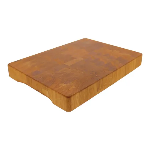 Hackblock Schneidebrett Hackbrett Eiche-Stirnholz mit Griffmulden 40 x 30 x 4 cm