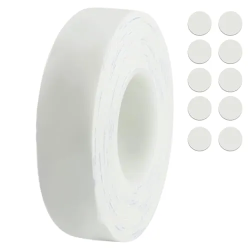 DAVIDJAMESCLARKE 3 m x 20 mm Doppelseitiges Klebeband, Weiß Wasserdichtes starkes Klebeband, Mit 10 Stück Rundem Doppelseitigem, Für Haus, Büro, DIY, Dekoration