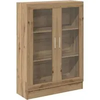 vidaXL Bücherschrank Artisan-Eiche 82,5x30,5x115 cm - Bücherregal aus hochwertigem Holzwerkstoff mit 3 geräumigen Fächern und eleganten Glastüren für staubfreie und sichtbare Aufbewahrung. Ideal für jeden Wohnraum.