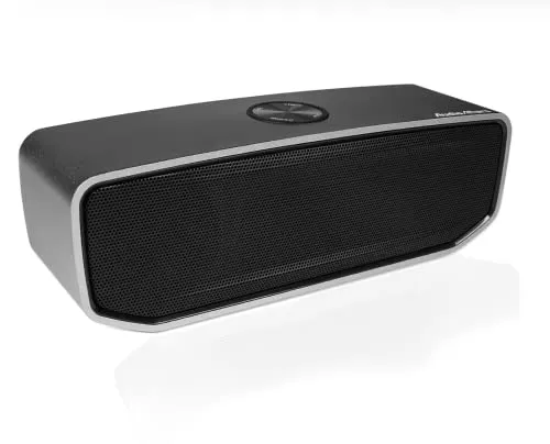 AudioAffairs BT 010 Bluetooth Lautsprecher, starker Akku, mobiler tragbarer Speaker, Bass-Relex-System, Bluetooth Speaker, Freisprecheinrichtung, Aux In, widerstandsfähiges Aluminium Gehäuse, Silber
