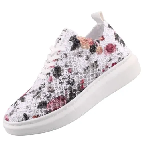 Mustang Damen Sneaker Weiß, Schuhgröße: EUR 39 - Modische Damen-Sneaker mit gehäkeltem Design und komplettem Textil-Innenfutter, perfekt für stilvolle Outfits.