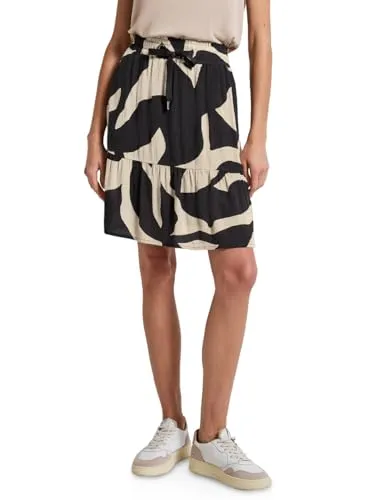 Street One Damen A361720 Musselin Paperbag Rock, Whale Tail Grey, 46