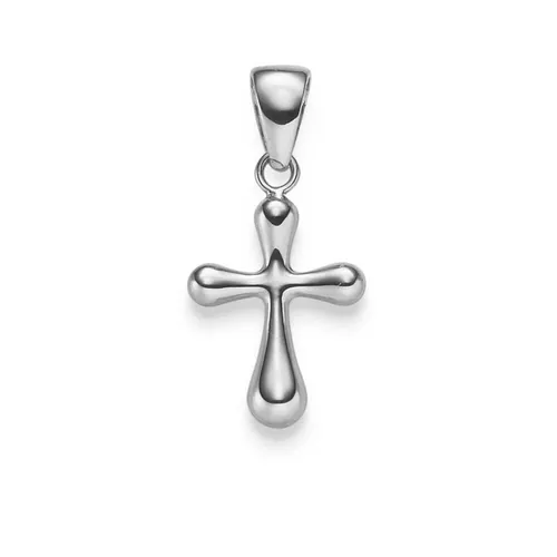Anhänger Kreuz abgerundet aus 585 Weißgold - Glänzender Schmuck für Damen - Eleganter Anhänger aus 14 Karat Weißgold, perfekt für besondere Anlässe. Zeitloses Design, ideal für jedes Outfit.