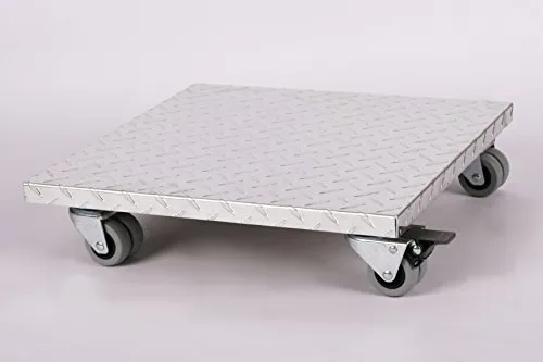 Möbelroller/Pflanzenroller (Profi) 40x40 cm, ALU, 300kg, Doppelrollen + Bremse, Marke: Szagato, Made in Germany (Design-Pflanzenroller Transportroller Rollbrett)
