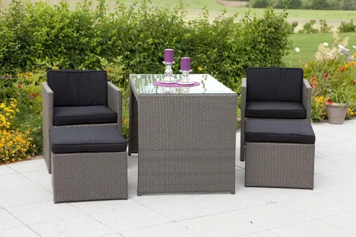 Merxx Gartenmöbel-Set Balkonset Merano 11-teilig Tisch 128 x 70 cm grau