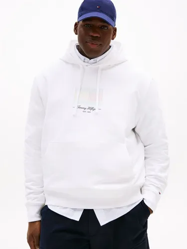 Tommy Hilfiger BT-ITHACA FLAG HOODIE-B, Herren Kapuzensweatshirt 4XL, Weiß - Herren-Sweatshirt in großen Größen von Tommy Hilfiger. Aus 100% Baumwolle, mit bequemer Kapuze und Kängurutasche für optimalen Tragekomfort. Ideal für lässige Freizeitlooks.