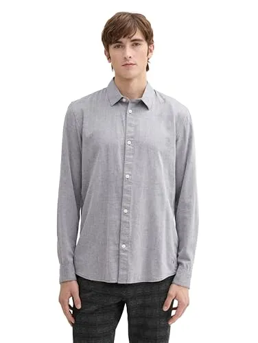 TOM TAILOR Denim Langarmhemd mit Kentkragen - Freizeithemden für stilbewusste Männer, taillenbedeckend, locker geschnitten und ideal für Büro und Afterwork-Events.