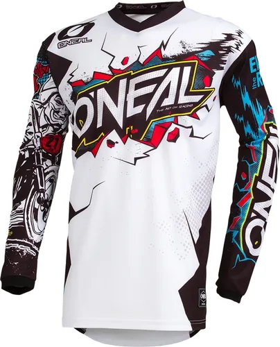 O'NEAL Motocross-Jersey Langarm Kinder | Element Youth Jersey Villain - Funktionswäsche mit eingenähtem Ellbogenschutz für maximale Sicherheit und atmungsaktivem Material für optimalen Komfort beim Mountainbiken.