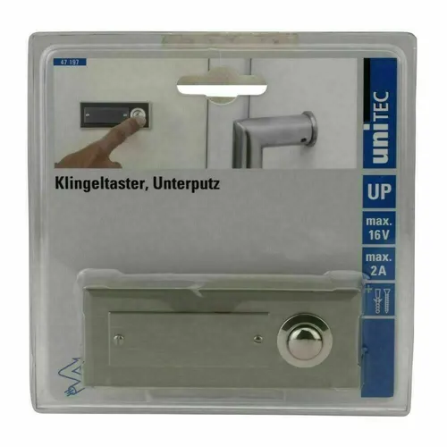Unitec Klingelplatte taster Klingelknopf 1-fach Unterputz echtmetall  E24 -1