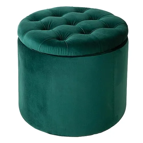 Riess Ambiente Eleganter Hocker MODERN BAROCK 50 cm dunkelgrün Samt - Eleganter Polsterhocker mit Chesterfield-Steppung und edlem Samtbezug. Ideal zur Aufbewahrung von Kissen und Co. Ein stilvoller Blickfang für jedes Zuhause, der Funktionalität mit ästhetischem Design vereint.