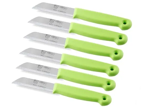 Universal Messer-Set aus Solingen Küchenmesser mit Extra Scharfer Schnittfläche für einen Präzisen Glatten Schnitt Edelstahl Rostfrei Schälmesser Obstmesser Gemüsemesser Grün (6, Kurz)