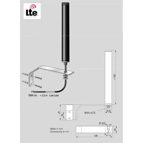 ATTB 4934.02 Stationsantenne LTE GSM UMTS WLAN mit Wandhalterung