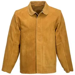 Leder-Schweißjacke SW34 Safewelder - Portwest Braun XXL - Arbeits- & Schutzkleidung mit hochwertigem Rindsspaltleder, flammhemmend und EN ISO 11611 zertifiziert für optimalen Schutz und Komfort beim Schweißen.