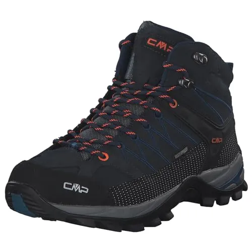 CMP Herren Rigel Mid Trekking Schuhe – B.Blue-Flash Orange, 42 EU - Wanderschuhe mit Gummiverschluss und Wildleder-Obermaterial, ideal für anspruchsvolle Wanderungen und Outdoor-Aktivitäten.
