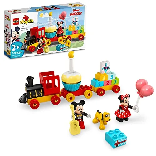 LEGO DUPLO Disney Mickey & Minnie Geburtstag Zug 10941 - Bauspielzeugsets – Fördert die Feinmotorik und Kreativität mit Mickey und Minnie Figuren, 22 Teile und einem einzigartigen Geburtstagszug für fantasievolles Spielen.