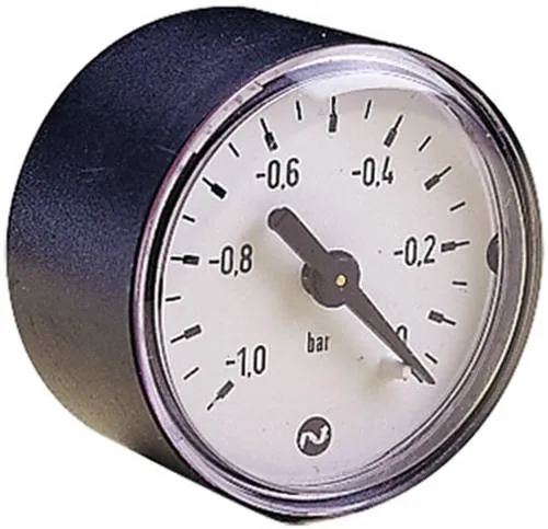 IMI NORGREN Manometer M/58080 -1 bis 0 bar - Elektrische Messgeräte, präzises Manometer mit Rückseitenanschluss und einem Druckbereich von -1 bis 0 bar, ideal für Druckluftanwendungen.