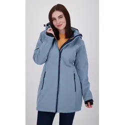 DEPROC ACTIVE Keele Peak II Damen Softshellmantel, Gr. 48 (XL), blau - Modischer Funktionsmantel für Damen, wasserabweisend und winddicht, ideal für Outdoor-Aktivitäten. Mit kuscheligem Fleece-Innenfutter für extra Wärme und praktischem Schneefang.
