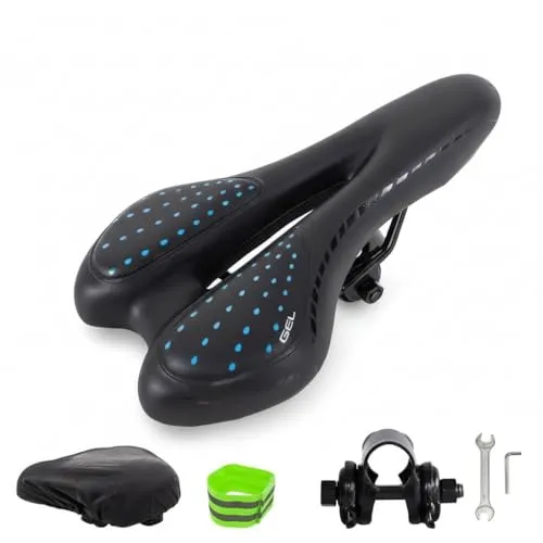 Mucola Ergonomischer Rennrad Gel-Fahrradsattel MTB Blau – Fahrradsitz mit Gelpolsterung atmungsaktiv | Komfortsattel für Mountainbike Rennrad Trekkingrad, Sattel druckentlastend Damen Herren